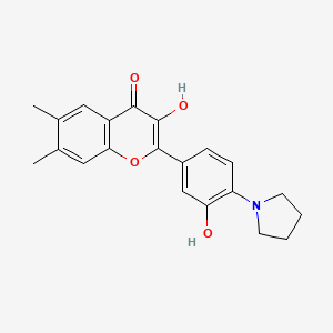 molecular formula C21H21NO4 B572509 3-Hydroxy-2-[3-hydroxy-4-(pyrrolidin-1-yl)phenyl]-6,7-dimethylchromen-4-one CAS No. 1353224-67-5