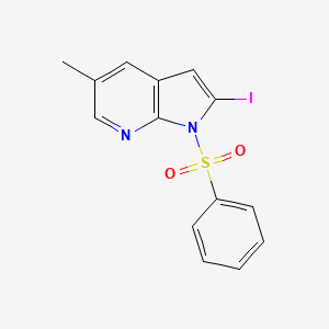 molecular formula C14H11IN2O2S B572520 1-(Phenylsulfonyl)-2-iodo-5-methyl-7-azaindole CAS No. 1227268-56-5