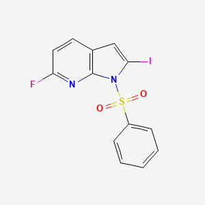 molecular formula C13H8FIN2O2S B572529 6-Fluoro-2-iodo-1-(phenylsulfonyl)-1H-pyrrolo[2,3-b]pyridine CAS No. 1227270-19-0