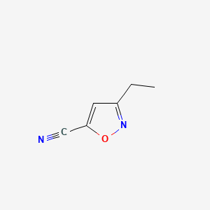 molecular formula C6H6N2O B572540 3-Ethylisoxazole-5-carbonitrile CAS No. 1215295-98-9