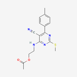 2-{[5-cyano-6-(4-methylphenyl)-2-(methylthio)-4-pyrimidinyl]amino}ethyl acetate