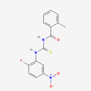 molecular formula C15H12FN3O3S B5725560 N-{[(2-fluoro-5-nitrophenyl)amino]carbonothioyl}-2-methylbenzamide 