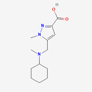 molecular formula C13H21N3O2 B572558 5-((cyclohexyl(methyl)amino)methyl)-1-methyl-1H-pyrazole-3-carboxylic acid CAS No. 1223748-31-9