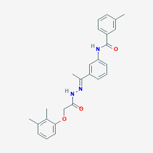 molecular formula C26H27N3O3 B5725589 N-(3-{N-[(2,3-dimethylphenoxy)acetyl]ethanehydrazonoyl}phenyl)-3-methylbenzamide 