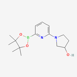 molecular formula C15H23BN2O3 B572564 1-(6-(4,4,5,5-Tetramethyl-1,3,2-dioxaborolan-2-yl)pyridin-2-yl)pyrrolidin-3-ol CAS No. 1310383-03-9