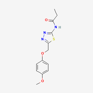 molecular formula C13H15N3O3S B5725681 N-{5-[(4-methoxyphenoxy)methyl]-1,3,4-thiadiazol-2-yl}propanamide 