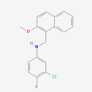molecular formula C18H15ClFNO B5725694 (3-chloro-4-fluorophenyl)[(2-methoxy-1-naphthyl)methyl]amine 
