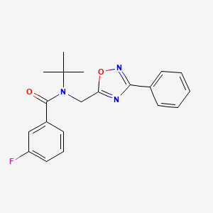 N-(tert-butyl)-3-fluoro-N-[(3-phenyl-1,2,4-oxadiazol-5-yl)methyl]benzamide
