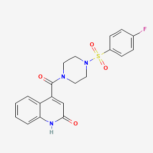 molecular formula C20H18FN3O4S B5725771 4-({4-[(4-fluorophenyl)sulfonyl]-1-piperazinyl}carbonyl)-2(1H)-quinolinone 