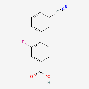 molecular formula C14H8FNO2 B572578 4-(3-Cyanophenyl)-3-fluorobenzoic acid CAS No. 1261960-89-7