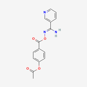 molecular formula C15H13N3O4 B5725987 4-[({[amino(3-pyridinyl)methylene]amino}oxy)carbonyl]phenyl acetate 