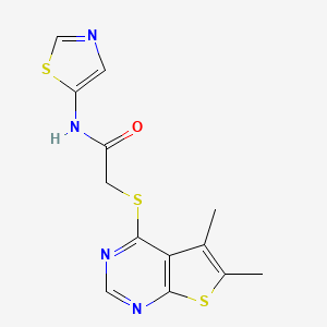 molecular formula C13H12N4OS3 B5726064 2-[(5,6-dimethylthieno[2,3-d]pyrimidin-4-yl)thio]-N-1,3-thiazol-5-ylacetamide 