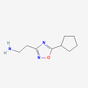 molecular formula C9H15N3O B572607 2-(5-Cyclopentyl-1,2,4-oxadiazol-3-yl)ethanamine CAS No. 1244803-69-7