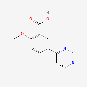 molecular formula C12H10N2O3 B572618 2-Methoxy-5-(pyrimidin-4-yl)benzoic acid CAS No. 1244949-12-9