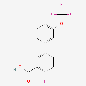 molecular formula C14H8F4O3 B572635 2-氟-5-(3-三氟甲氧基苯基)苯甲酸 CAS No. 1261864-95-2