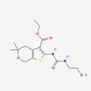 molecular formula C15H22N2O5S B5726434 ethyl 2-({[(2-hydroxyethyl)amino]carbonyl}amino)-5,5-dimethyl-4,7-dihydro-5H-thieno[2,3-c]pyran-3-carboxylate 