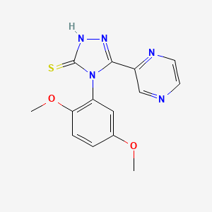 4-(2,5-dimethoxyphenyl)-5-(2-pyrazinyl)-4H-1,2,4-triazole-3-thiol