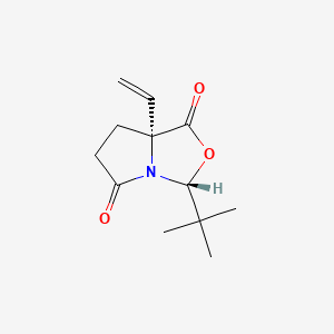 molecular formula C12H17NO3 B572673 (3R,7aR)-3-(1,1-二甲基乙基)-7a-乙烯基二氢-1H,3H-吡咯并[1,2-c]恶唑-1,5(6H)-二酮 CAS No. 1214741-20-4