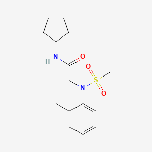 molecular formula C15H22N2O3S B5726744 N~1~-cyclopentyl-N~2~-(2-methylphenyl)-N~2~-(methylsulfonyl)glycinamide 