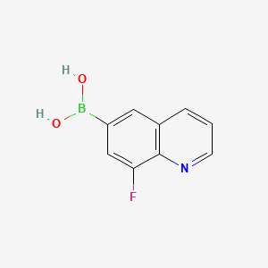 molecular formula C9H7BFNO2 B572679 (8-氟喹啉-6-基)硼酸 CAS No. 1210048-29-5