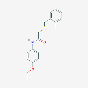 molecular formula C18H21NO2S B5726819 N-(4-ethoxyphenyl)-2-[(2-methylbenzyl)thio]acetamide 