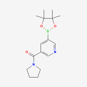 molecular formula C16H23BN2O3 B572695 吡咯烷-1-基(5-(4,4,5,5-四甲基-1,3,2-二氧杂硼烷-2-基)吡啶-3-基)甲苯酮 CAS No. 1218790-21-6