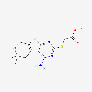 molecular formula C14H17N3O3S2 B5727025 methyl [(4-amino-6,6-dimethyl-5,8-dihydro-6H-pyrano[4',3':4,5]thieno[2,3-d]pyrimidin-2-yl)thio]acetate 