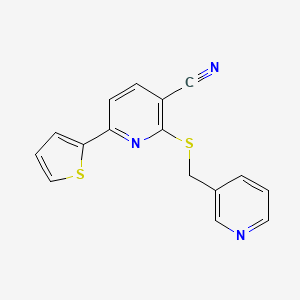 molecular formula C16H11N3S2 B5727333 2-[(3-pyridinylmethyl)thio]-6-(2-thienyl)nicotinonitrile 