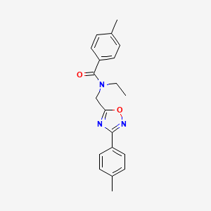 molecular formula C20H21N3O2 B5727339 N-ethyl-4-methyl-N-{[3-(4-methylphenyl)-1,2,4-oxadiazol-5-yl]methyl}benzamide 