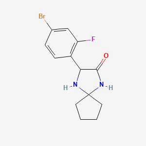 molecular formula C13H14BrFN2O B572735 3-(4-溴-2-氟苯基)-1,4-二氮杂螺[4.4]壬烷-2-酮 CAS No. 1272755-90-4