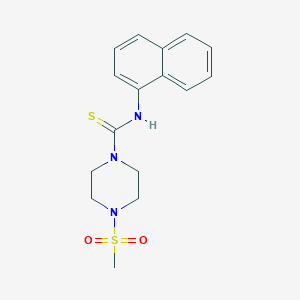 molecular formula C16H19N3O2S2 B5727395 4-(methylsulfonyl)-N-1-naphthyl-1-piperazinecarbothioamide 
