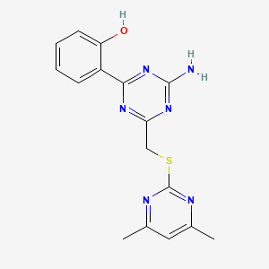 molecular formula C16H16N6OS B5727552 2-(4-amino-6-{[(4,6-dimethyl-2-pyrimidinyl)thio]methyl}-1,3,5-triazin-2-yl)phenol 