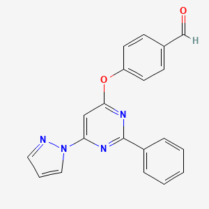 4-{[2-phenyl-6-(1H-pyrazol-1-yl)-4-pyrimidinyl]oxy}benzaldehyde