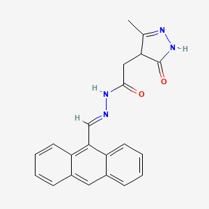 molecular formula C21H18N4O2 B5727597 N'-(9-anthrylmethylene)-2-(3-methyl-5-oxo-4,5-dihydro-1H-pyrazol-4-yl)acetohydrazide 