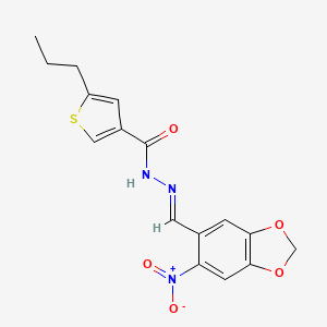 molecular formula C16H15N3O5S B5727638 N'-[(6-nitro-1,3-benzodioxol-5-yl)methylene]-5-propyl-3-thiophenecarbohydrazide 