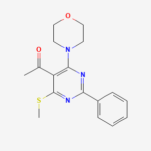 molecular formula C17H19N3O2S B5727678 1-[4-(methylthio)-6-(4-morpholinyl)-2-phenyl-5-pyrimidinyl]ethanone 
