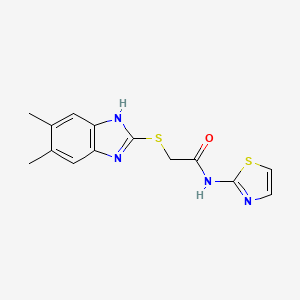 molecular formula C14H14N4OS2 B5727688 2-[(5,6-dimethyl-1H-benzimidazol-2-yl)thio]-N-1,3-thiazol-2-ylacetamide 