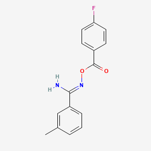 molecular formula C15H13FN2O2 B5727766 N'-[(4-fluorobenzoyl)oxy]-3-methylbenzenecarboximidamide 