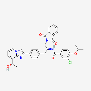molecular formula C36H33ClN4O5 B572784 3-氯-N-((S)-1-(1,3-二氧代异吲哚啉-2-基)-3-(4-(8-((S)-1-羟乙基)咪唑并[1,2-a]吡啶-2-基)苯基)丙烷-2-基)-4-异丙氧基苯甲酰胺 CAS No. 1240137-67-0