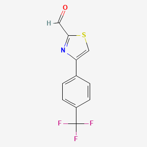 molecular formula C11H6F3NOS B572788 4-(4-Trifluoromethyl-phenyl)-thiazole-2-carbaldehyde CAS No. 1274644-85-7