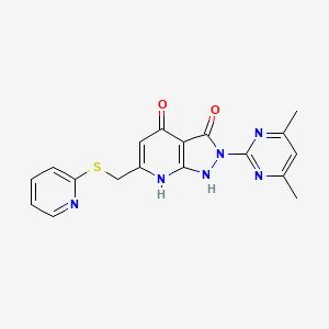 molecular formula C18H16N6O2S B5727887 2-(4,6-dimethyl-2-pyrimidinyl)-6-[(2-pyridinylthio)methyl]-1H-pyrazolo[3,4-b]pyridine-3,4(2H,7H)-dione 