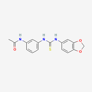 molecular formula C16H15N3O3S B5727892 N-(3-{[(1,3-benzodioxol-5-ylamino)carbonothioyl]amino}phenyl)acetamide 