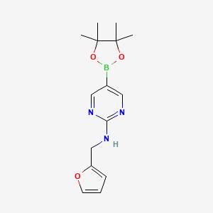 molecular formula C15H20BN3O3 B572794 N-(呋喃-2-基甲基)-5-(4,4,5,5-四甲基-1,3,2-二氧杂硼环-2-基)嘧啶-2-胺 CAS No. 1218790-00-1