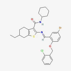 molecular formula C31H34BrClN2O2S B5727942 2-({5-bromo-2-[(2-chlorobenzyl)oxy]benzylidene}amino)-N-cyclohexyl-6-ethyl-4,5,6,7-tetrahydro-1-benzothiophene-3-carboxamide 