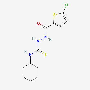 molecular formula C12H16ClN3OS2 B5727988 2-[(5-chloro-2-thienyl)carbonyl]-N-cyclohexylhydrazinecarbothioamide 