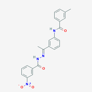 molecular formula C23H20N4O4 B5728097 3-methyl-N-{3-[N-(3-nitrobenzoyl)ethanehydrazonoyl]phenyl}benzamide 