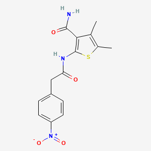 molecular formula C15H15N3O4S B5728555 4,5-dimethyl-2-{[(4-nitrophenyl)acetyl]amino}-3-thiophenecarboxamide 