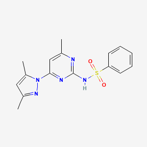 molecular formula C16H17N5O2S B5728686 N-[4-(3,5-dimethyl-1H-pyrazol-1-yl)-6-methyl-2-pyrimidinyl]benzenesulfonamide 