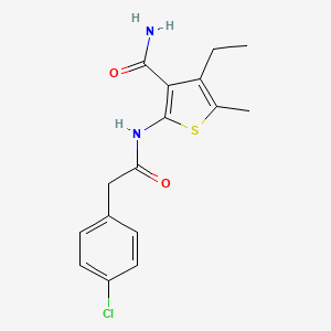 molecular formula C16H17ClN2O2S B5728766 2-{[(4-chlorophenyl)acetyl]amino}-4-ethyl-5-methyl-3-thiophenecarboxamide 
