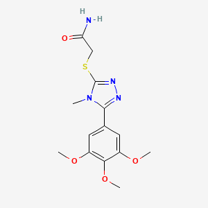 molecular formula C14H18N4O4S B5728913 2-{[4-methyl-5-(3,4,5-trimethoxyphenyl)-4H-1,2,4-triazol-3-yl]thio}acetamide 